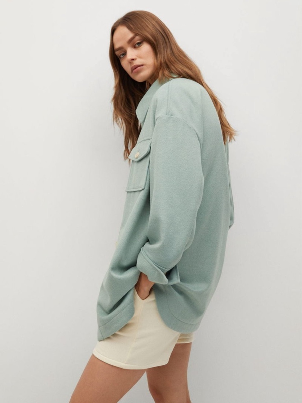 NWOT Mango Oversized Wool Blend Overshirt Size XS/Small - Picture 5 of 14